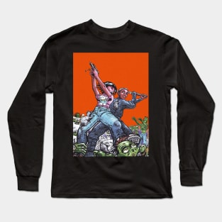 girl and a ninja in a fight with zombies Long Sleeve T-Shirt